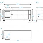 Stainless Steel Commercial Kitchen Cabinet, 2000 x 610 x 900mm high.