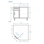 Stainless Corner Cabinet, 1000 x 1000 x 900mm high.