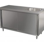 Stainless Cabinet with fully integrated sink on Right. 1500 x 610 x 900mm high.