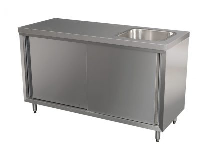 Stainless Cabinet with fully integrated sink on Right. 1500 x 610 x 900mm high.