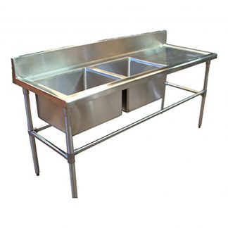 Double Bowl Stainless Steel Commercial Sink - Right Bench, 1700 x 700 x 900mm high.