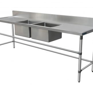 Double Stainless Sink - Right And Left Bench, 2590 x 700 x 900mm high.