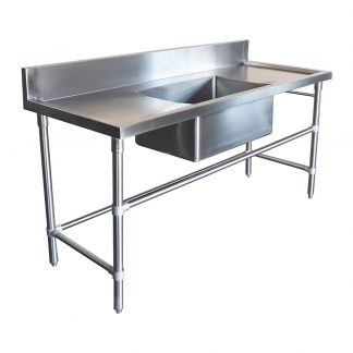 Stainless Steel Sinks - Right And Left Bench with Trough Sink, 1800 x 700 x 900mm high.