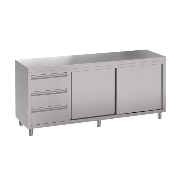Stainless Steel Commercial Kitchen Cabinet, 2000 x 610 x 900mm high