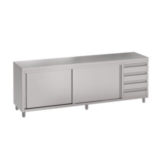 Stainless Commercial Kitchen Cabinet, 2490 x 610 x 900mm high