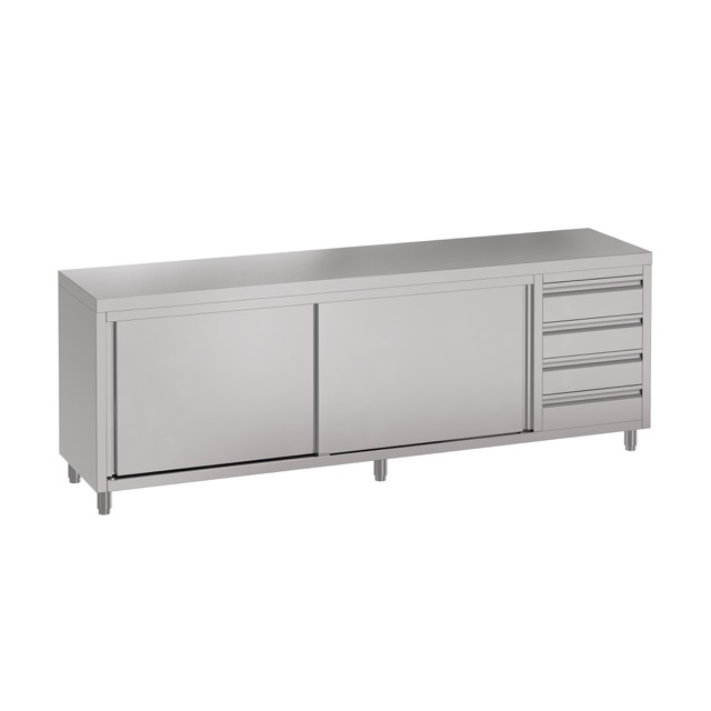 Stainless Commercial Kitchen Cabinet, 2490 x 610 x 900mm high
