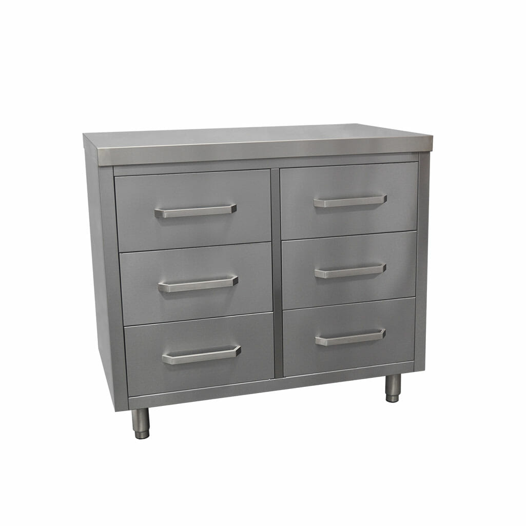 6 Drawer Stainless Steel Cabinet, 1000 x 610 x 900mm high