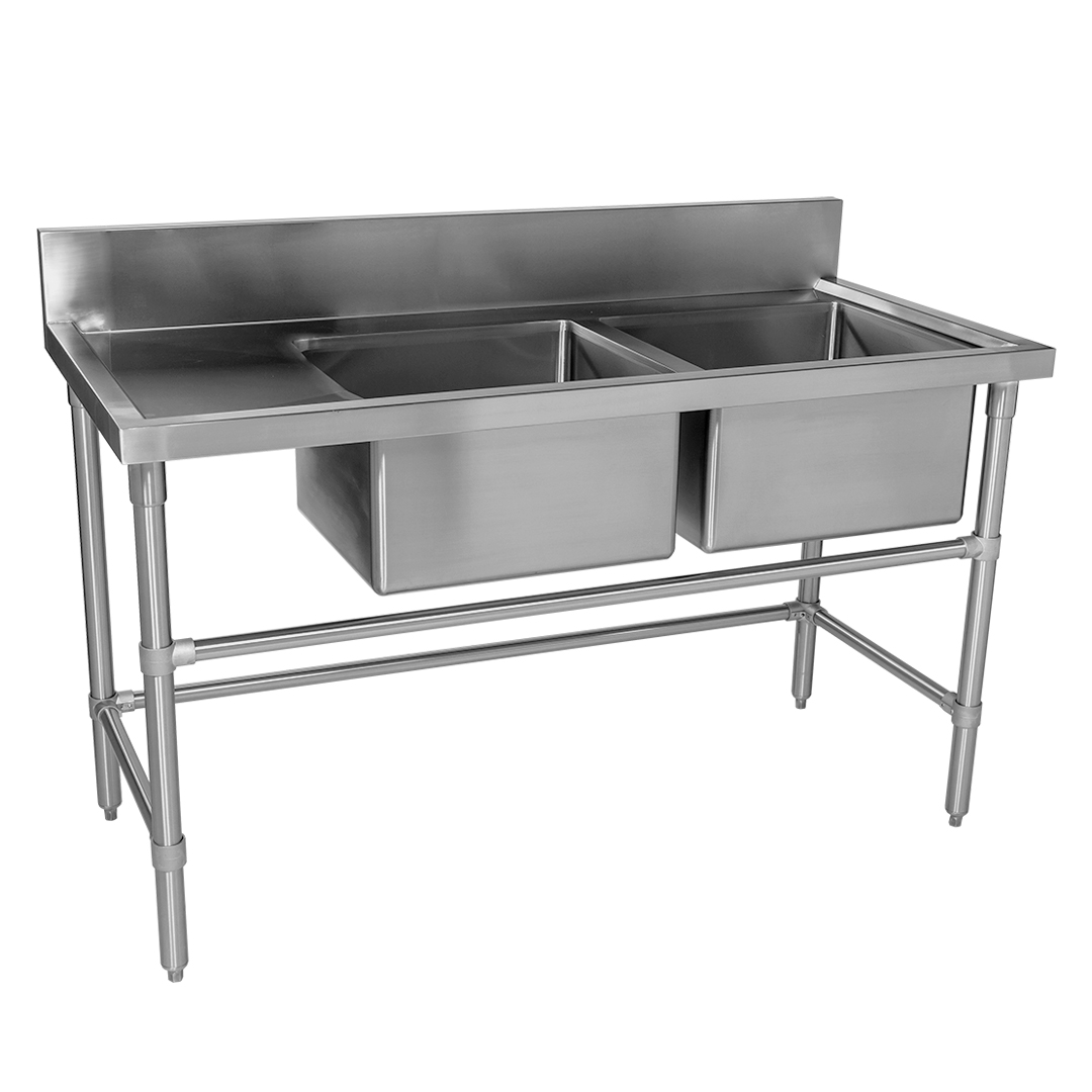 Double Bowl Stainless Steel Commercial Sink – Left Bench, 1700 x 700 x 900mm high