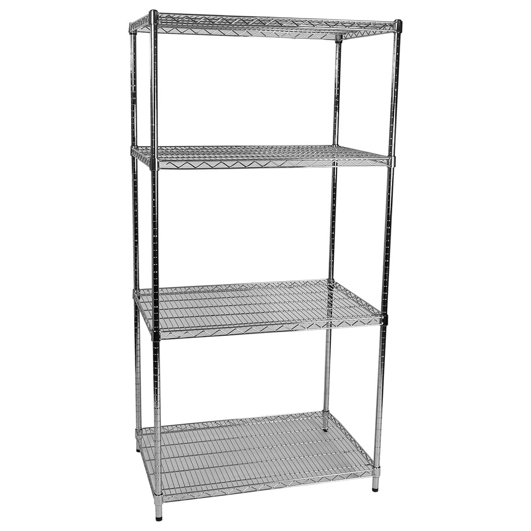 Chrome Dry Store Shelf 4 Tier , 914 X 610 deep x 1800mm high